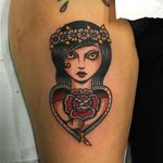 Pretty Flower girl tattoo by Giuseppe Messina #Gypsy #Girl #GiuseppeMessina #flower