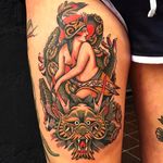 Dragon Lady Tattoo by Rafa Decraneo @Rafadecraneo #Rafadecraneo #Traditional #Neotraditional #Girl #Lady #Woman #Spain #Truelovetattoo #Dragon