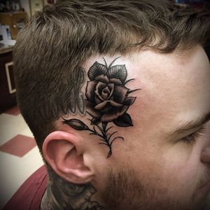 Black and Grey Rose Tattoo by Tim Hendricks #Rose #BlackandGrey #BlackandGreyRose #RoseTattoos #TimHendricks