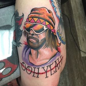 Randy Savage Tattoo by Shannon Taber #randysavage #randysavagetattoo #machomanrandysavage #wrestlingtattoo #wrestling #portrait #superstar #wwe #wwetattoos #sports #ShannonTaber