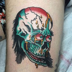 A grotesque skull dripping pus by Mike Suarez (IG— suarezism). #grotesque #MikeSuarez #skull #traditional
