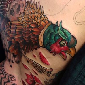 Pheasant Tattoo by Elliott Wells #pheasant #bird #animal #ElliotWells