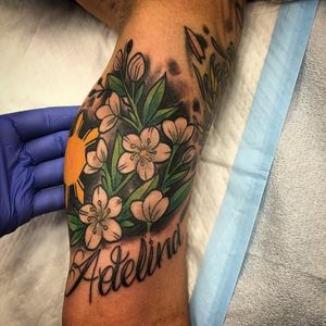 Philippine sun and jasmine flower tattoo by Randy Willard. #neotraditional #sun #flower #jasmine #jasmineflower #Philippine #RandyWillard