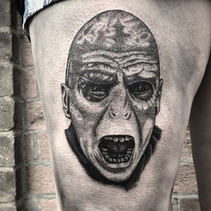 Voldemort Tattoo by Kris Bradbury #Voldemort #HarryPotter #HarryPotterTattoos #KrisBadbury