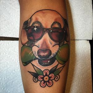 Old Boy by Phil DeAngulo (via IG-midwestphil) #dog #pet #sunglasses #flower #snaggletooth #animal #color #traditional #bold #PhilDeAngulo