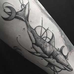 Shark Tattoo by Bernardo Lacerda #shark #sharktattoo #blackwork #blackworktattoo #blackink #blacktattoos #blackworkers #blackworkartist #BernardoLacerda
