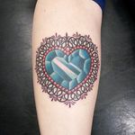 Blue Crystal Heart Tattoo #Blue #Crystal #Diamond #Heart #CrystalHeartTattoo #DiamondHeartTattoo