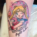 Sailor Moon tattoo by Carly Kroll. #CarlyKroll #girly #pinkwork #cute #neotraditional #popculture #kawaii #sailormoon #anime