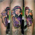 Snow White tattoo by Miss Mae La Roux. #MissMaeLaRoux #MaeLaRoux #snowwhite #disney #disneyprincess #princess #fairytale #villain #crossover
