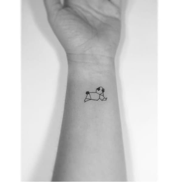 Tattoo uploaded by Lisa Petersen • Adorable geometric pug tattoo by Playground Tattoo #pug #geometric #design #illustration #linetattoo #linework #blackwork #korea #playgroundtattoo #minimalist • Tattoodo