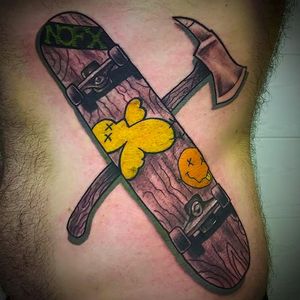 Really tripling down on the band tattoos here. By Cyril Rumblers (via IG -- cyril_rffr) #cyrilrumblers #millencolin #skateboard #NOFX