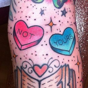 Remember candy love hearts? Well these ones might just break a heart or two #notyours #candytattoo #lovehearts #sweet
