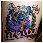 Pug Life Tattoo by Busted Sole Tattoo #PugLife #PugTattoo #Dog #BustedSoleTattoo