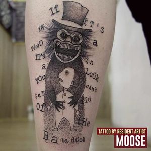 Babadook tattoo by Chris Beckett (via IG -- mooseman_chris) #ChrisBeckett #babadook #babadooktattoo