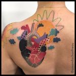 Por Amanda Chanfreau #AmandaChanfreau #gringa #colorida #colorful #funny #divertida #anatomicalheart #coraçãoanatomico #coração #heart #nuvem #cloud #pattern #padrao