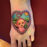 Teletubby tattoo by Melvin Arizmendi. #MelvinArizmendi #kawaii #cute #girly #popculture #pinkwork #teletubby