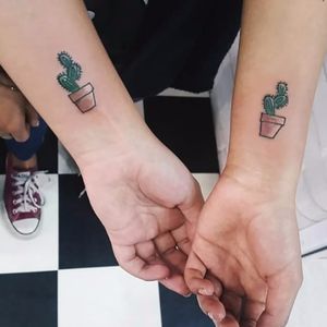 Matching cacti by Custom Grey #cactus #plant #small #cute #CustomGrey #FriendshipGoals #friendshiptatoo #matchingtattoo #matching #match #couplestattoo #relationshipgoals