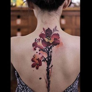 Spine tattoo by newtattoo on Instagram. #spine #spineline #back #backbone #line #newtattoo #flower #brushtroke