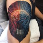 Brain tattoo by Paul Marino #brain #lightbulb #idea #colorportrait #colorrealism #portraitrealism #realismartist #PaulMarino