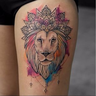 Tatuaje de león por Joice Wang #JoiceWang # acuarela #gráficos #naturaleza # león