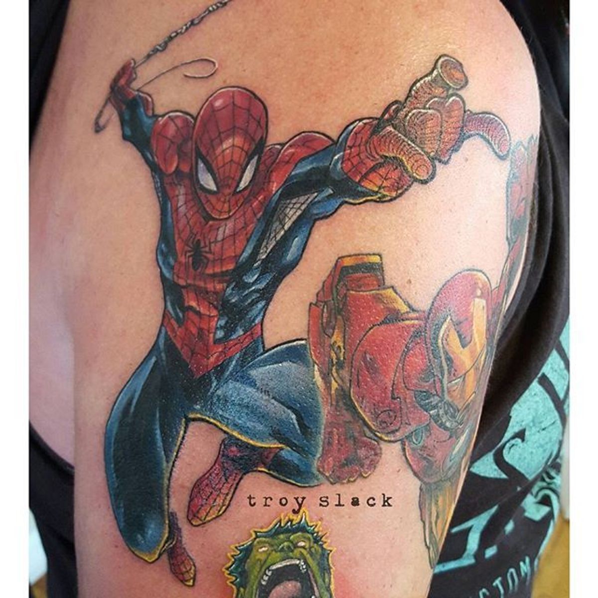 Tattoo uploaded by Robert Davies • Spider-Man Tattoo by Troy Slack
