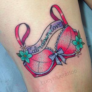 Cute Bra Tattoo by Lucy Blue @Lucybluetattoo #Lucybluetattoo #Neotraditional #pinup #pinupgirl #pinuptattoo #girltattoo #BlueCardinal #Manchester #UK #Bratattoo