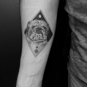 Pupper in space by Fillipe Pacheco #FillipePacheco #blackandgrey #dog #space #dotwork #tattoooftheday