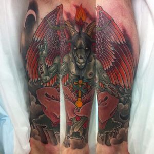 Baphomet Tattoo by Alexander Rusty Cairns #baphomet #occult #darkart #occultart #goat #satanicgoat #AlexanderRustyCairns