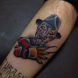 Freddy Krueger Tattoo by Dan Gagné #freddykrueger #horror #horrorfilm #traditional #traditionalartist #traditionalhorror #DanGagne