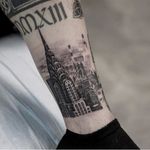 New York tattoo by Anatolee. #Anatolee #NYC #NewYork #BangBangNYC #chrysler #skyscraper