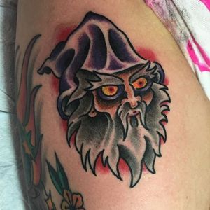 Wizard Tattoo by Jarrett Ward #wizard #magic #traditional #JarrettWard