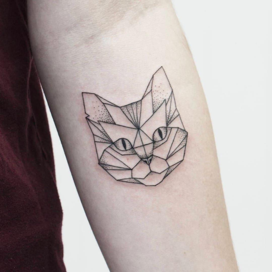 Geometric cat tattoo by Aneta Juchimowicz  Photo 25559