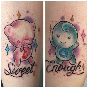 Gummy bear tattoo by Amy Grant. #candy #sweet #jellybaby