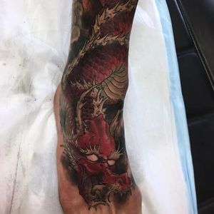 Dragon Tattoo by Akos #dragon #neojapanese #japanese #neotraditional #contemporaryjapanese #Akos #AkosTattoo