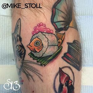 Casual fish roll by Mike Stoll #MikeStoll #sushitattoo #fish #sushi #sushiroll