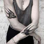 Swallows Tattoo by Michele L'Abbate #swallows #blackwork #blakcworkartist #blackink #darkart #black #MicheleL'Abbate #MicheleLAbbate