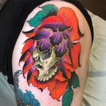 Floral Skull Tattoo by Jay Marceau #floral #floralskull #neotraditional #neotraditionaltattoo #neotraditionaltattoos #neotraditionalartist #bestattoos #boldtattoos #JayMarceau