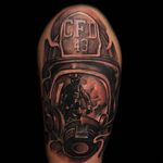 Face front with a cool reflection, by Robert Silva #firefightertattoo #reflection