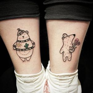 Bear tattoos by Bona Sunama. #BonaSunama #BonaSunamaRaquel #simple #cute #animals #critters #naive #bear #polarbear