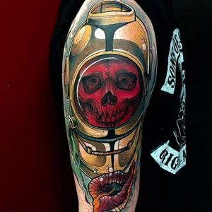 Submariner Skull Tattoo by Eric Moreno @ericmoren0 #EricMoreno #Neotraditional #Neotraditionaltattoo #LaMujerBarbuda #Madrid #Submariner #Skull