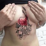 Wine tattoo by Katya Geta #KatyaGeta #blackwork #dotwork #watercolor #wine #flower