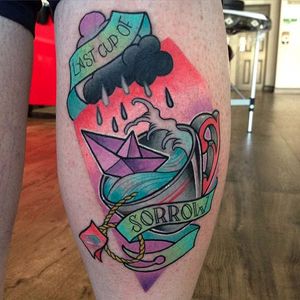 Storm in a teacup tattoo by Rizza Boo. #storminateacup #paperboat #storm #teacup #tea #cup #wave #girly #RizzaBoo