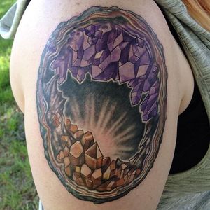 Geode Tattoo by Tony Powers #geode #geodecrystal #crystal #rock #nature #naturedesign #TonyPowers