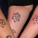 Initials and infinity symbols of different colors for each sister, Photo from Pinterest #sister #family #bestfriend #matchingtattoos #siblingtattoo #infinity