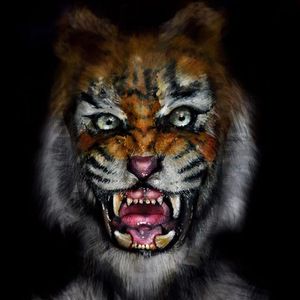 Vicious Tiger by Emily Anderson (via IG-likecharity) #MUA #MakeupArtist #bodypaint #creepy #halloween #EmilyAnderson #tiger