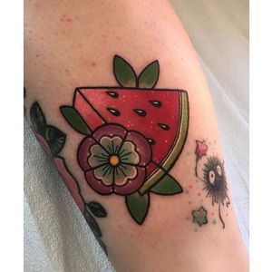 Watermelon tattoo by Deanna Love. #watermelon #fruit #tropical #melon #juicy #traditional #summer