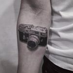 Showing that analog film love by Cold Gray Tattoo #Coldgraytattoo #Colgray #blackandgrey #realism #realistic #hyperrealism #camera #35mm #analogfilm #photography #film #Leica #photos #tattoooftheday