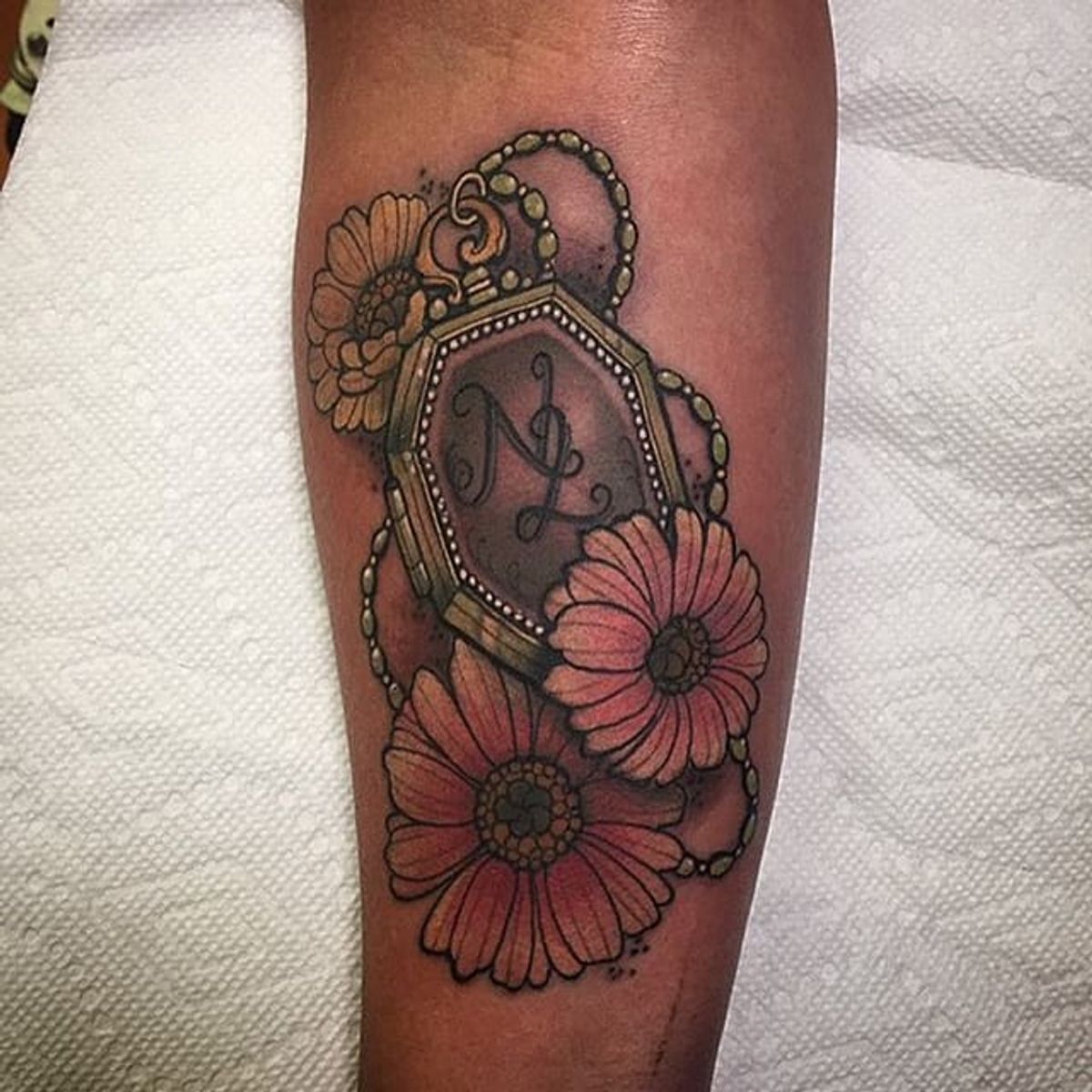 Tattoo Uploaded By Stacie Mayer • Locket Necklace And Flowers By Sydney