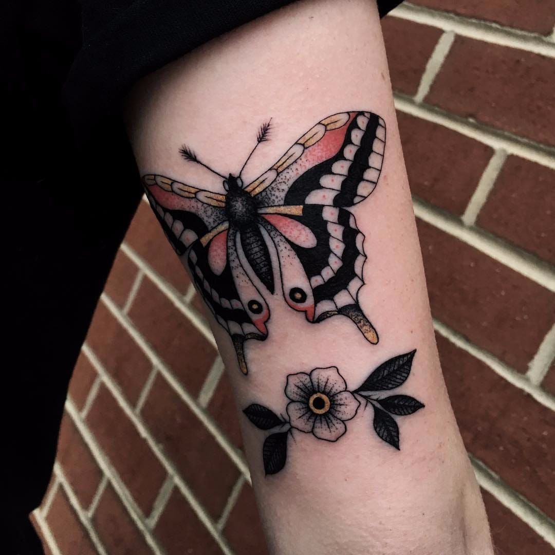Linework butterfly flower tattoo  Geometric tattoo Crystal tattoo  Abstract tattoo