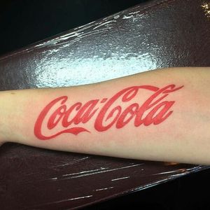 Coca-Cola logo by Guillermo J Gonzalez (via IG -- ie_tattoo_artist) #GuillermoJGonzalez #cocacola #cocacolatattoo #coke #coketattoo